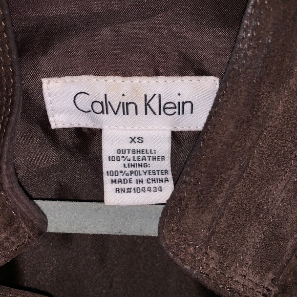 Brown Leather Calvin Klein Bomber Jacket - Picture 6 of 8